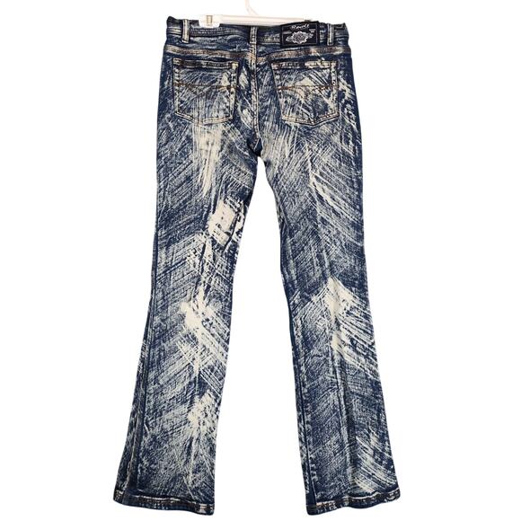 Vtg 90s Y2K Revolt Bleach Acid Wash Stretch Bootcut Jeans Sz 11/12 30x32 Grunge - Picture 3 of 6